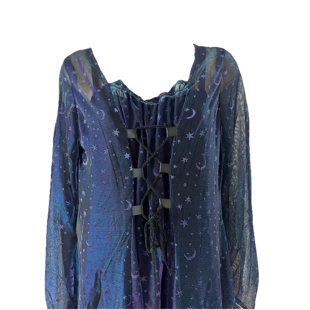 Handmade Costume Size 12/14 Iridescent Witch Sorcerer Gothic Medieval Cosplay - Picture 2 of 10